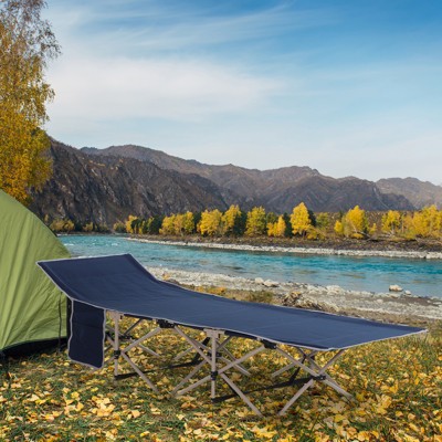 Outsunny Folding Camping Cots For Adults With Carry Bags Side Pockets ...