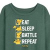 Women's - Pokémon - Eat Sleep Battle Repeat Lightweight French Terry Wide Neck Long Sleeve Shirt - 2 of 4