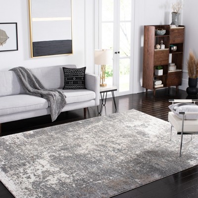 Abstract Elegance 9' x 12' Gray Hand-Knotted Synthetic Rug