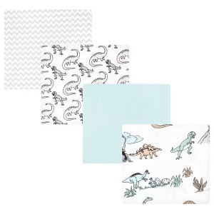 Hudson Baby Cotton Flannel Receiving Blankets, Neutral Dino World, One Size - 1 of 4