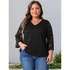 Agnes Orinda Women's Plus Size Lace 3/4 Sleeve Casual V Neck Dressy Blouse - 2 of 4