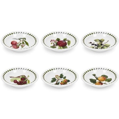 Portmeirion Pomona Oatmeal Soup Bowl, Set of 6, Made in England - Assorted Fruits Motifs,6.5 Inch