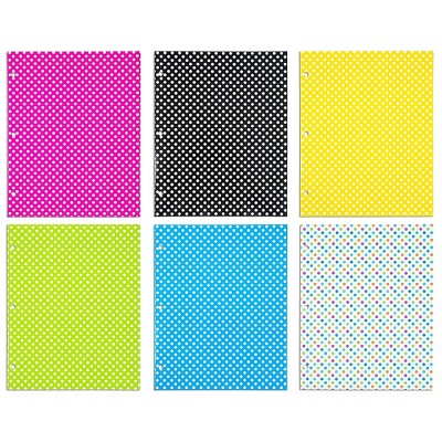 JAM Paper Glossy 3-Hole Punched 2-Pocket School Folders Assorted Polka Dot 31237926