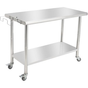 NSF Certified Stainless Steel Work Table,48*24*35inch Bilayer Table with Adjustable Undershelf - 1 of 4