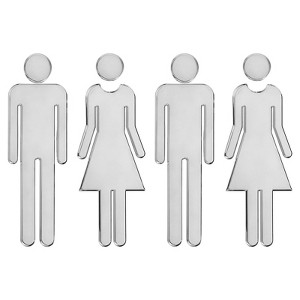 Unique Bargains Self-Adhesive Office Business Men Women Restroom Sign 2 Pairs - 1 of 4