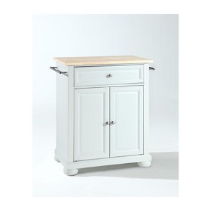 HomeStock  Alexandria Wood Top Small Portable Rolling Kitchen Island Storage Cart, Microwave Stand, White - 1 of 4