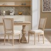 French Country Dining Chairs Set of 2 – Upholstered with Natural Rattan T-Shaped Back, Solid Wood Frame, Carved Details-- Frevyn - 2 of 4
