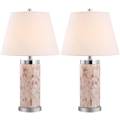 Diana 25" Cream Shell and Metal Table Lamp Set