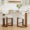 Spruce&Spring Upholstered Boucle Counter Stool with Solid Wood Frame, Set of 2, Pearl, Walnut - 3 of 4