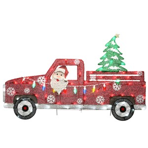 27" Prelit LED Santa Truck with Christmas Tree Multicolor Lights - National Tree Company - 1 of 4
