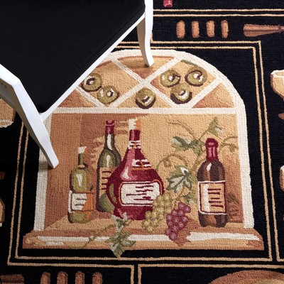 Chelsea Black and Multi Wool Wine Poster Area Rug