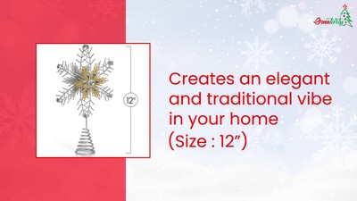 Silver and Gold Glitter Snowflake Tree Topper with Gems