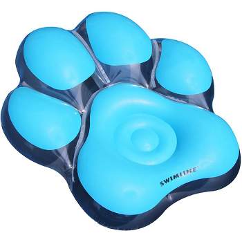 Swimline 90746 Inflatable 66" Giant Pawprint Island Swimming Pool Float, Lake Floating Water Lounger with Headrest for Kids and Adults, Blue