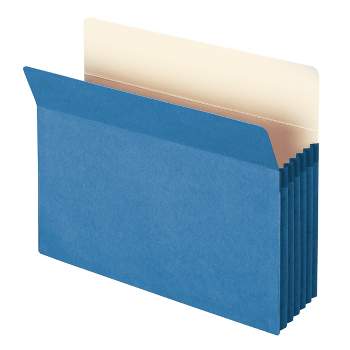 Smead File Pocket, Straight-Cut Tab, 5-1/4" Expansion, Letter Size, Blue, 10 per Box (73235)