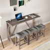 NicBex 4-Piece Bar Table Set for 3 Industrial Breakfast Table with Power Outlet and 3 Upholstered Bar Stools for Living Room - 4 of 4