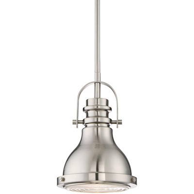 Possini Euro Design Brushed Nickel Mini Pendant Light 6 1/2" Wide Industrial Urban Barn Fixture for Kitchen Island Dining Room