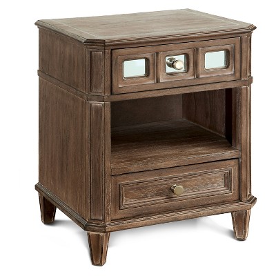 Kayleigh Transitional Mirror Accent Nightstand Rustic Oak - HOMES: Inside + Out