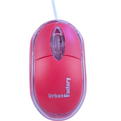 Urban Factory Krystal Mouse - Optical - Cable - Red - USB 2.0 - 800 dpi - Scroll Wheel - 3 Button(s)