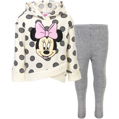 Disney Minnie Mouse Girls Pullover Crossover Hoodie and Leggings Outfit 2 Piece & Set Toddler