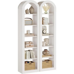 Lantine 74.8" Tall Arched Bookshelf, 6-Tier Narrow Open Bookcase, Floor Standing Corner Display Shelves for Small Space, Living Room - 1 of 4
