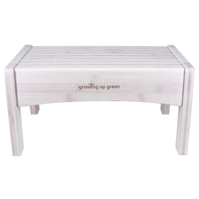 Growing Up Green Bamboo Step Stool - White Wash
