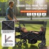 VEVOR Wagon Stroller for 2 Kids, Push Pull Quad Collapsible Stroller with Handle, Encircling Harness Removable Canopy, 4 Wheels with Brakes,Black - 4 of 4