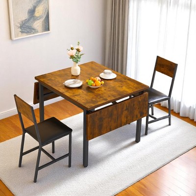 Folding Dining Table with Drop Leaves, 1.2" Thick Top, Table for 4âââ€?, Convertible Small Space Kitchen Table with Metal Frame & Adjustable Feet