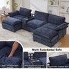 124" U-Shaped Modular Sectional Sofa with Chenille Upholstery, Storage Console, Wireless Charging, Bluetooth Speakers, Cup Holders, Movable Footstools - 4 of 4
