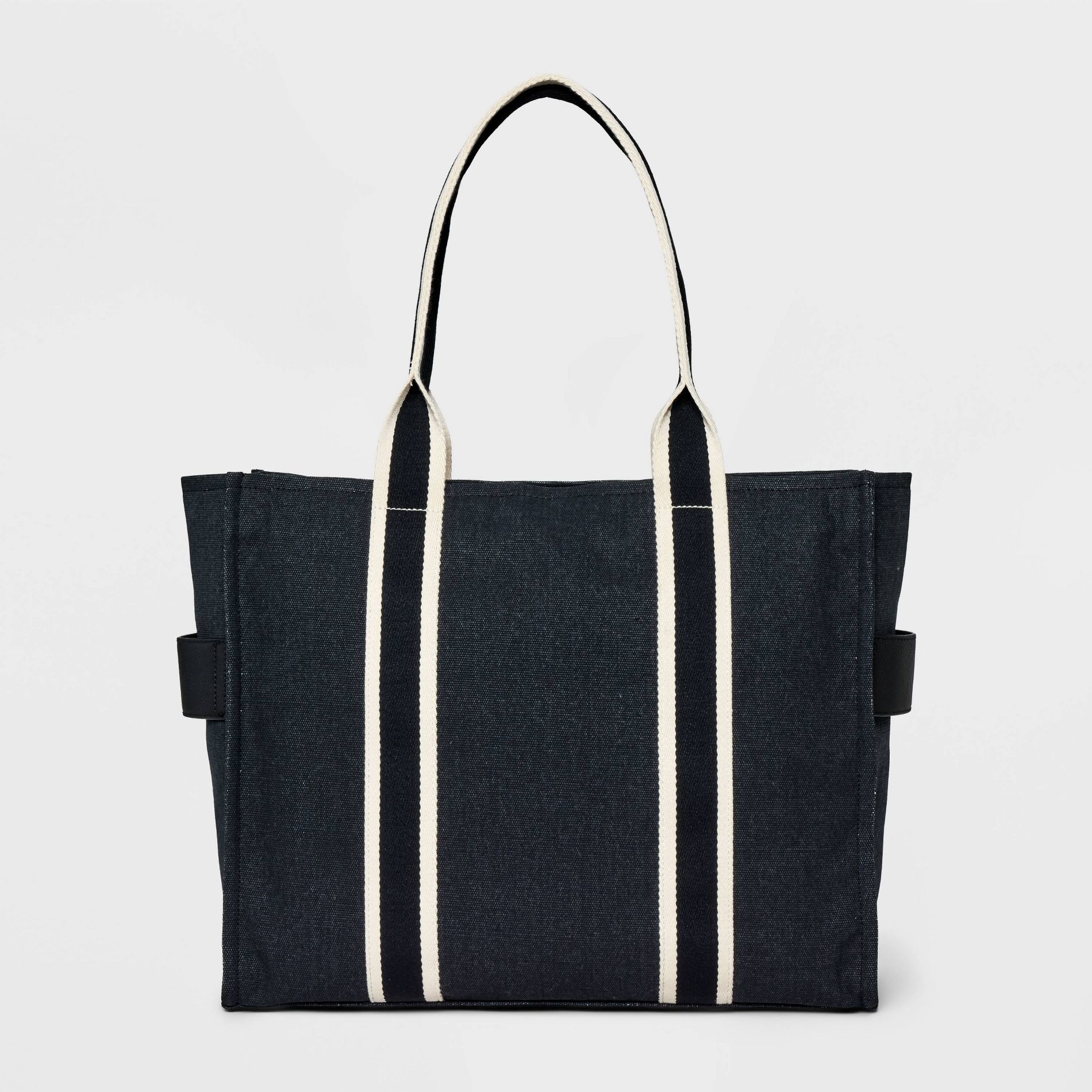 Boxy Tote Handbag - Universal Thread™ Black: Cotton Canvas, Unstructured, 13.25" Height, 16.25" Width