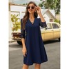 Womens  A Line Dress with Lace Braclet Sleeve V Neck Tunic Dress Mesh Sleeve Summer Basic Dress, Navy Blue - 2X - 3 of 4