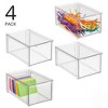 mDesign Plastic Stackable Crafting Drawer Organizer Bins, Handle, 4 Pack - Clear - 2 of 4