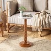 JIONJOY Farmhouse Pedestal End Table with Tray Top - Distressed White Finish, Solid Wood Legs - Compact Side Table - 3 of 4