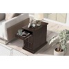 TIRAMISUBEST Classic Vintage Livingroom End Table Side Table with USB Ports and One Multifunctional Drawer with Cup Holders - 3 of 4