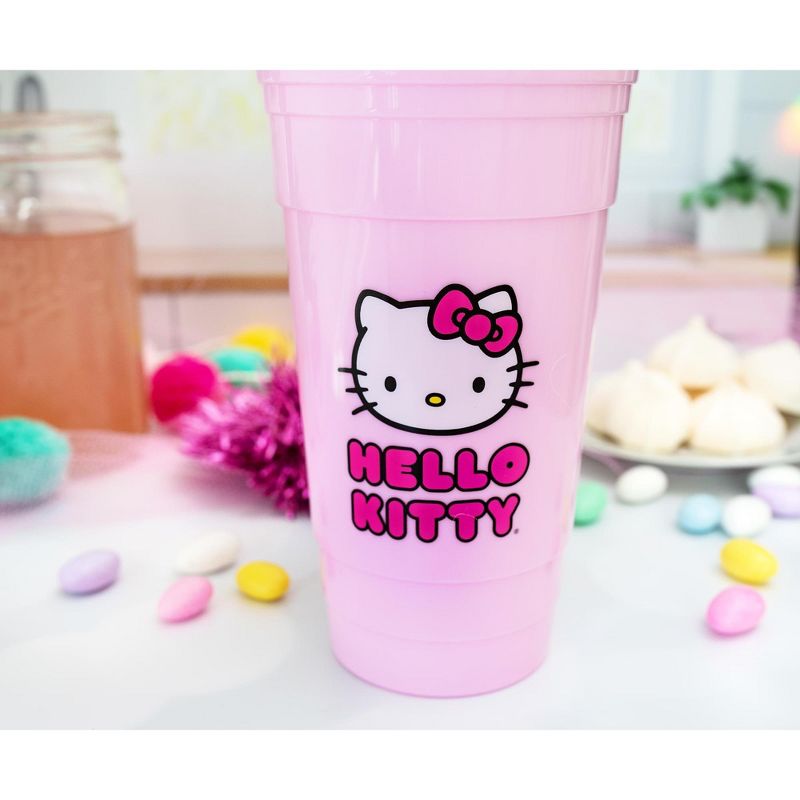 Silver Buffalo Sanrio Hello Kitty Pink Plastic Tumbler With Lid and Straw | Holds 32 Ounces, 5 of 7