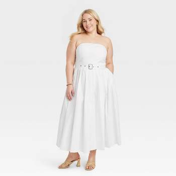 Women's Belted Midi Bandeau Dress - A New Day™