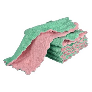 Unique Bargains Coral Velvet Kitchen Textiles Absorbent Dish Cloth - 1 of 4