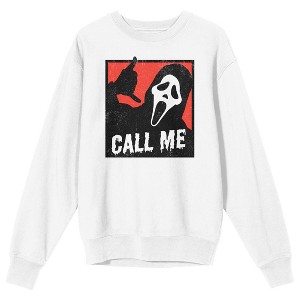 Ghostface Call Me Crew Neck Long Sleeve Men's White Sweatshirt - 1 of 3