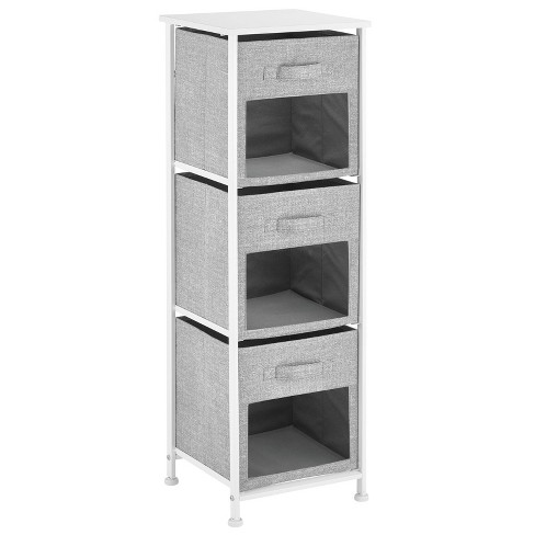 Mdesign Vertical Furniture Storage Tower With 3 Fabric Drawer Bins : Target