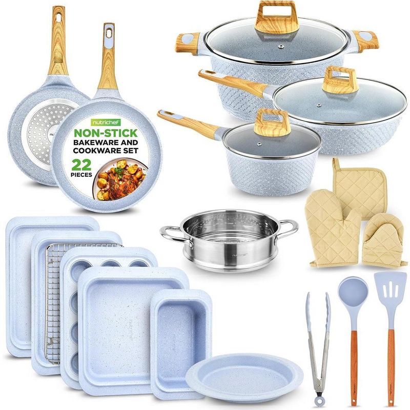 Nutrichef 22-Piece Cookware and Bakeware Set - White, 1 of 9