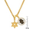 Steeltime 24" Men's 18k gold plated stainless steel Star of David and Navy Blue/White enamel hamsa round pendants - 3 of 4