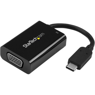 StarTech.com USB-C to VGA Adapter - 60 W USB Power Delivery - USB Type C Adapter for USB-C devices such as your 2018 iPad Pro - Black - 1080p