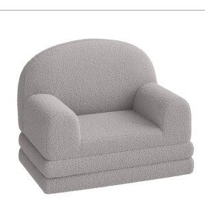 Kids Sofa Chair, 2-in-1 Convertible Toddler Couch & Lounger, Fold Out Sofa Bed, Plush Teddy Fleece for Playroom, Bedroom, Nursery - 1 of 4