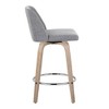 Fabric Upholstered Contemporary Counter Stool with Swivel and Bent Wood Legs with Round Metal Footrest for Kitchen Island or Home Bar, Set of 2 - 3 of 4