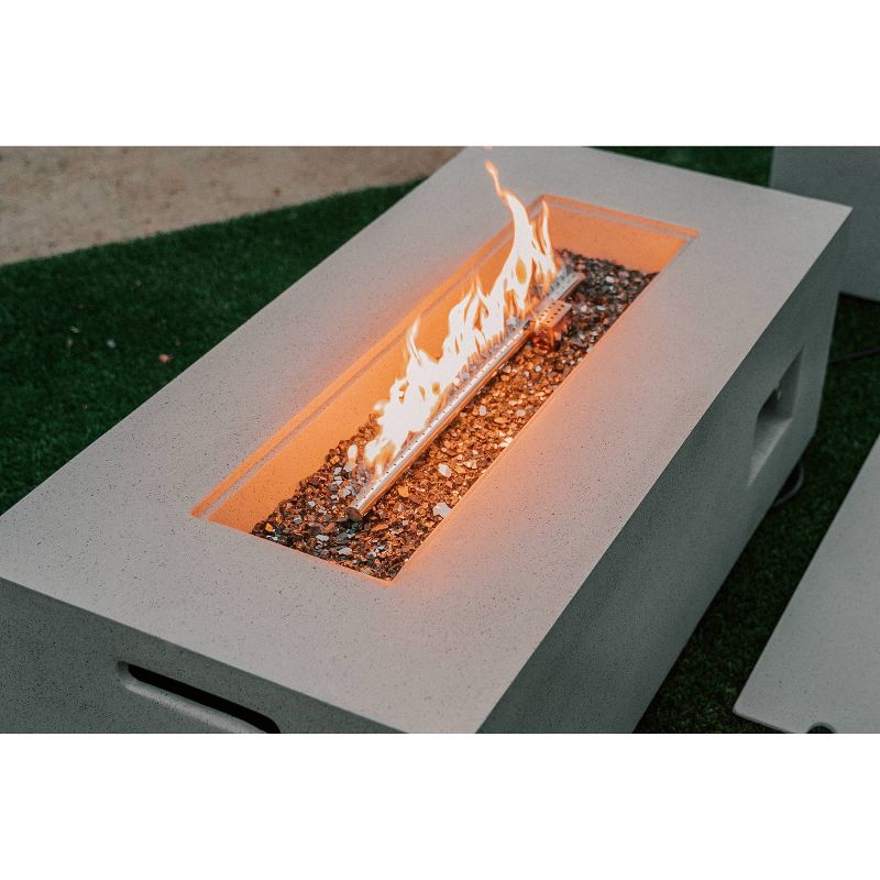 Kante 42&#34; Rectangular Concrete &#38; Metal Outdoor Propane Gas Modern Smokeless Fire Pit Table - Light Gray -  Rosemead Home &#38; Garden, Inc., 6 of 9