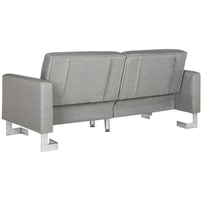 Contemporary Gray 76'' Metal Frame Sleeper Sofa Bed