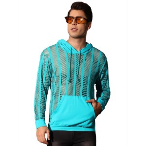 Lars Amadeus Men's Long Sleeves See Through Striped Hoodie Pullover Shirts - 1 of 4