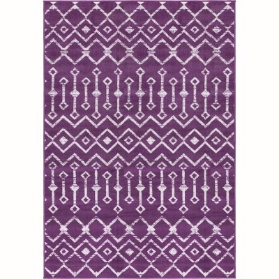 Violet Trellis 4' x 6' Rectangular Easy-Care Synthetic Rug