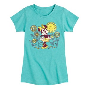 Girls' - Disney - Minnie Mouse Flowers and Sun Fitted Short Sleeve Graphic T-Shirt - 1 of 4