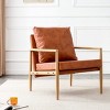 Cooper Faux Leather Accent Chair with Thick Seat Cushion, Oak Metal Legs Armchair for Living Room, Bedroom, Indoor Furniture - Maison Boucle - 3 of 4