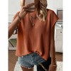 Womens Summer Cap Sleeve Tops Trendy Casual Crew Neck Knit Lightweight Sweater Pullover Top - 3 of 4